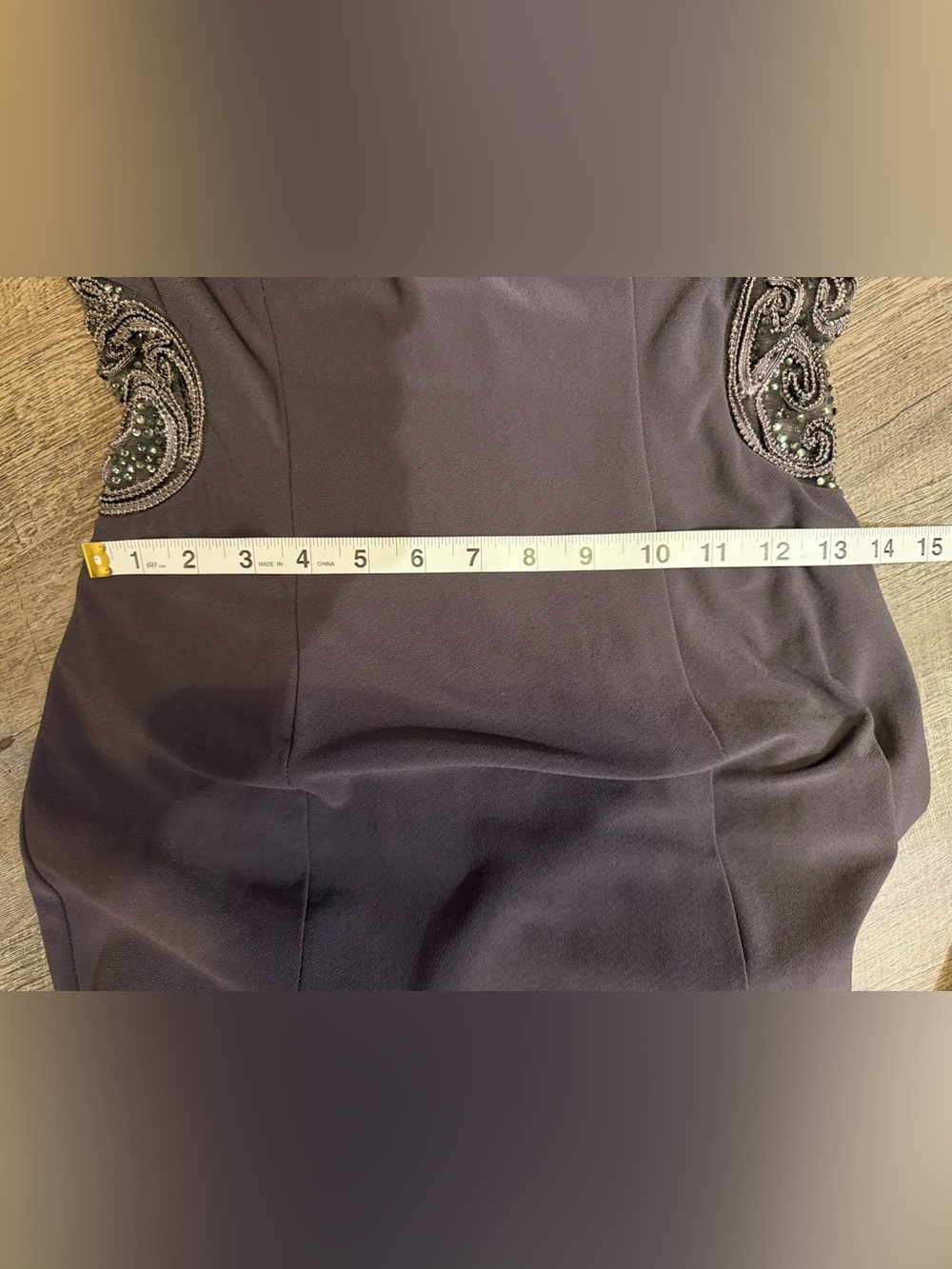 Camille La Vie Beaded Illusion Back Formal Trumpet Evening Gown Size 6 - Picture 13 of 13